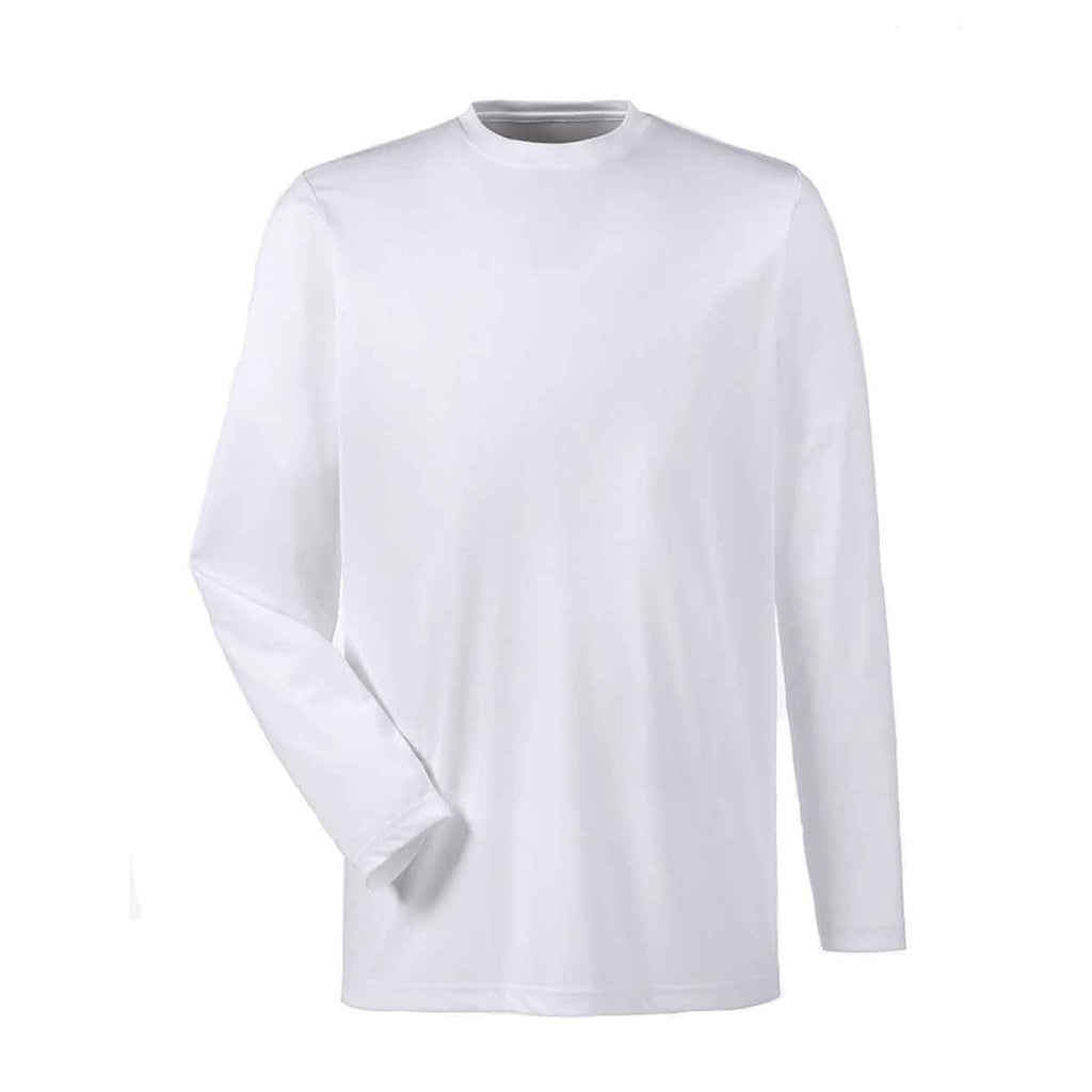 UltraClub Men's White Cool & Dry Performance Long-Sleeve Top