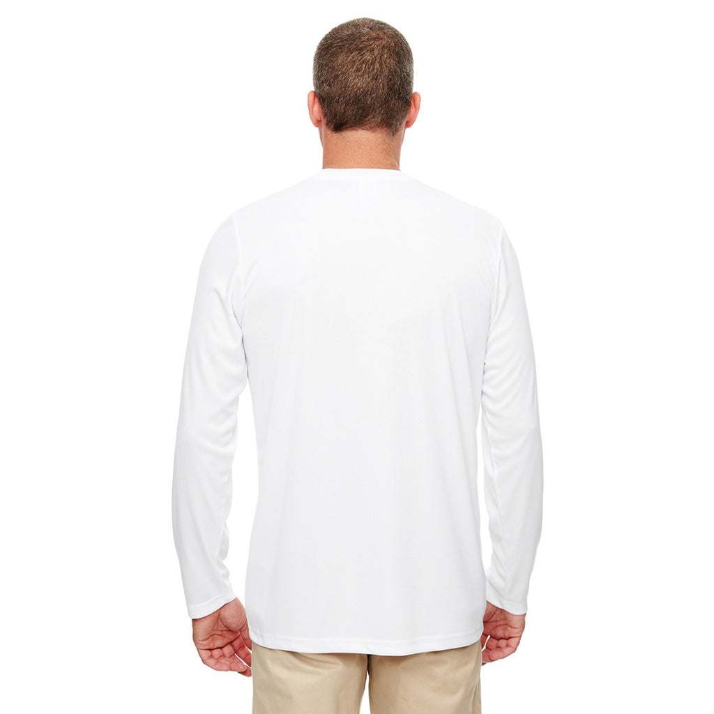 UltraClub Men's White Cool & Dry Performance Long-Sleeve Top