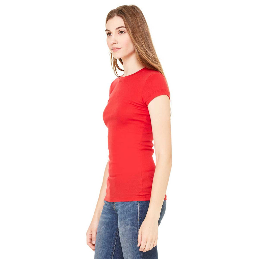 Bella + Canvas Women's Red Sheer Mini Rib Short-Sleeve T-Shirt