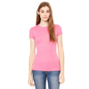 Bella + Canvas Women's Very Pink Sheer Mini Rib Short-Sleeve T-Shirt