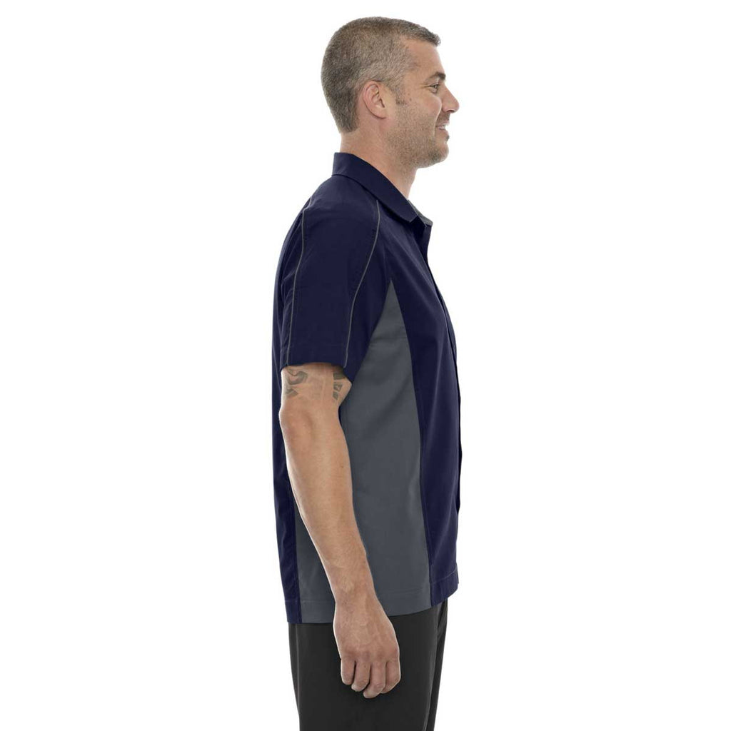 North End Men's Classic Navy Fuse Colorblock Twill Shirt