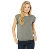 Bella + Canvas Women's Heather Stone Flowy T-Shirt with Rolled Cuff