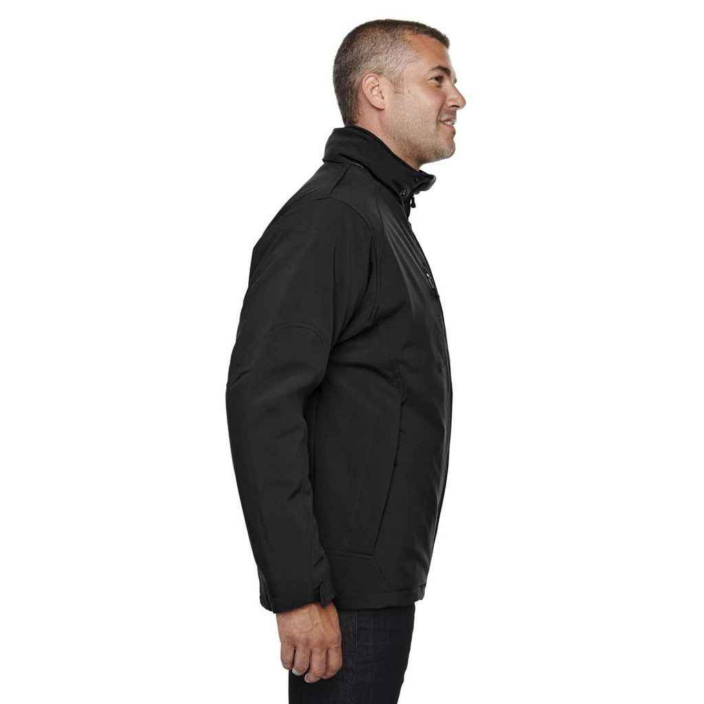North End Men's Black Glacier Insulated Three-Layer Jacket with Detachable Hood