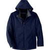 North End Men's Classic Navy Glacier Insulated Three-Layer Jacket with Detachable Hood