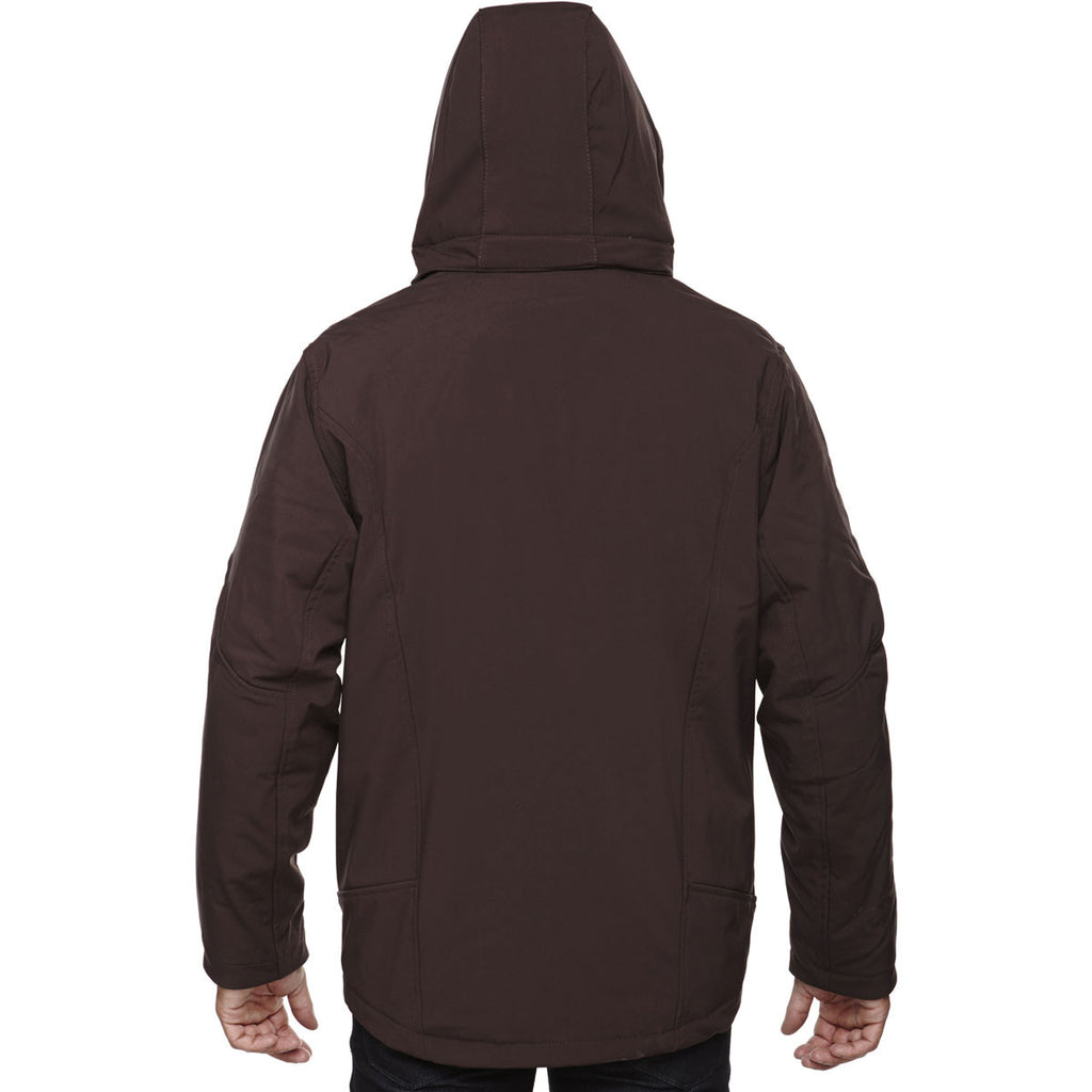 North End Men's Dark Chocolate Glacier Insulated Three-Layer Jacket with Detachable Hood