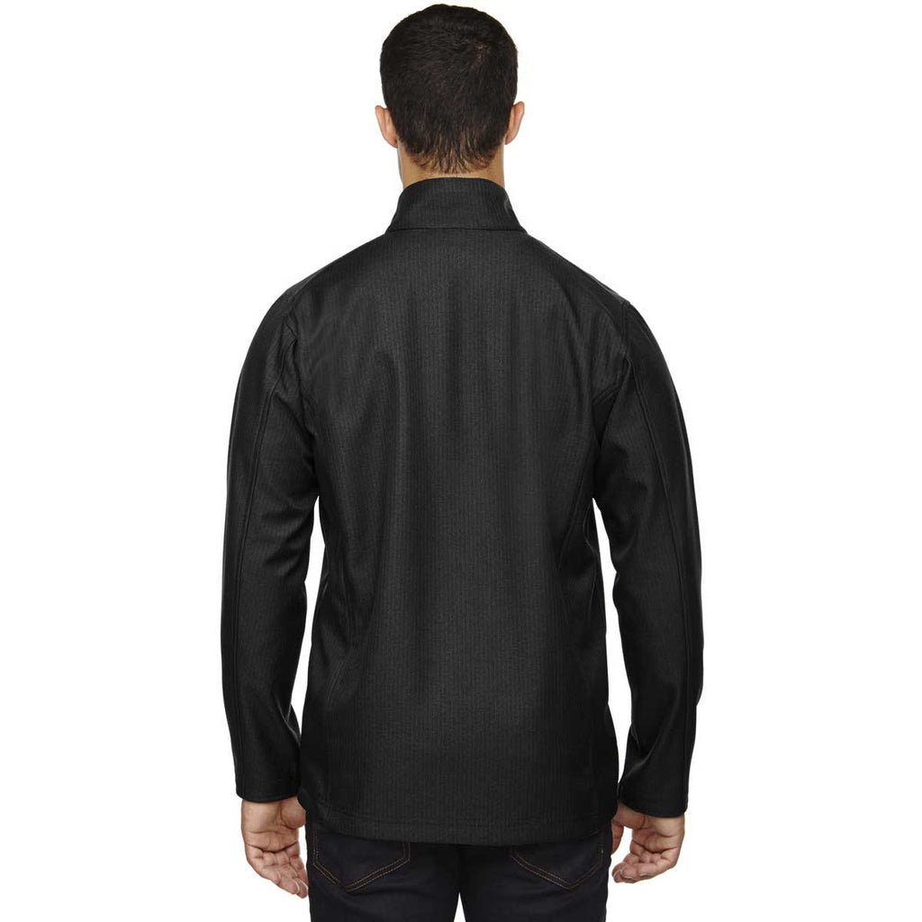 North End Men's Black City Textured Three-Layer Fleece Bonded Soft Shell Jacket