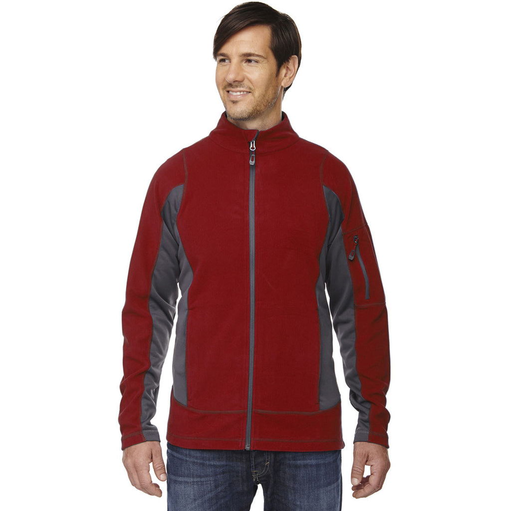 North End Men's Classic Red Generate Textured Fleece Jacket