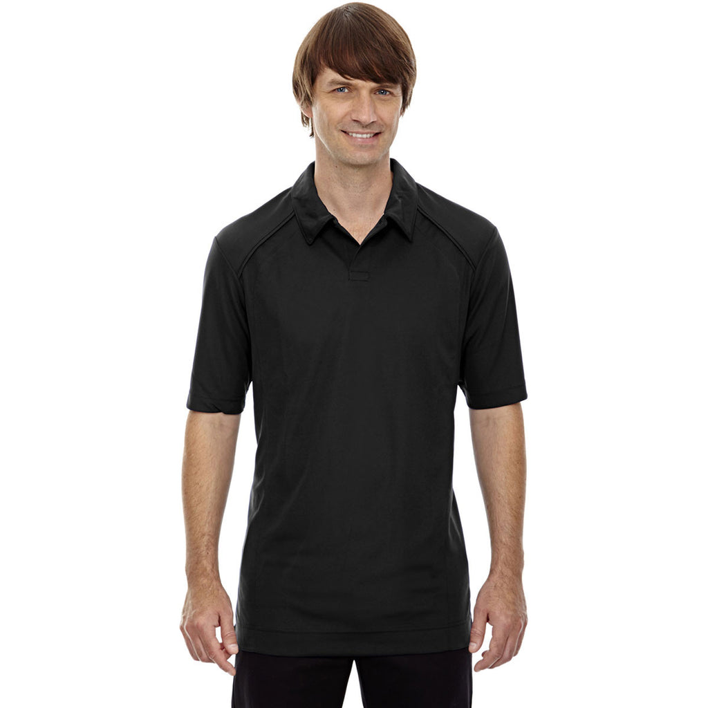 North End Men's Black Recycled Polyester Performance Pique Polo