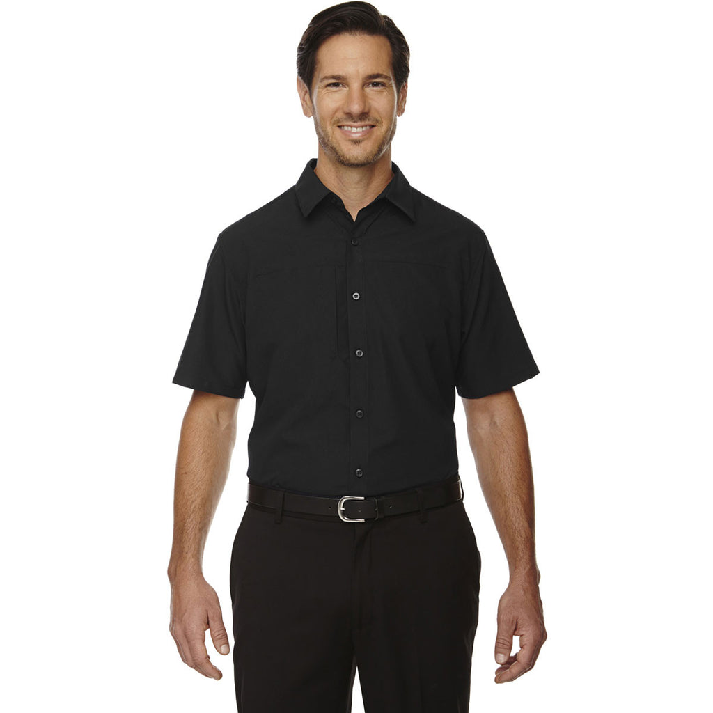 North End Men's Black Polyester Performance Short-Sleeve Shirt