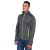 North End Men's Carbon/Acid Green Flux Melange Bonded Fleece Jacket