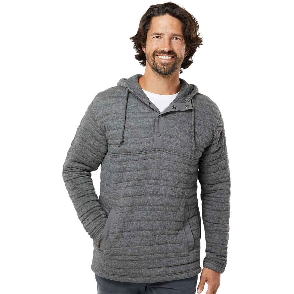 J. America Men's Charcoal Heather Horizon Quilted Anorak Hooded Pullover