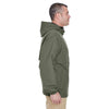 UltraClub Men's Olive Microfiber Full-Zip Hooded Jacket