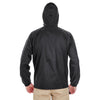 UltraClub Men's Black Quarter-Zip Hooded Pullover Pack-Away Jacket