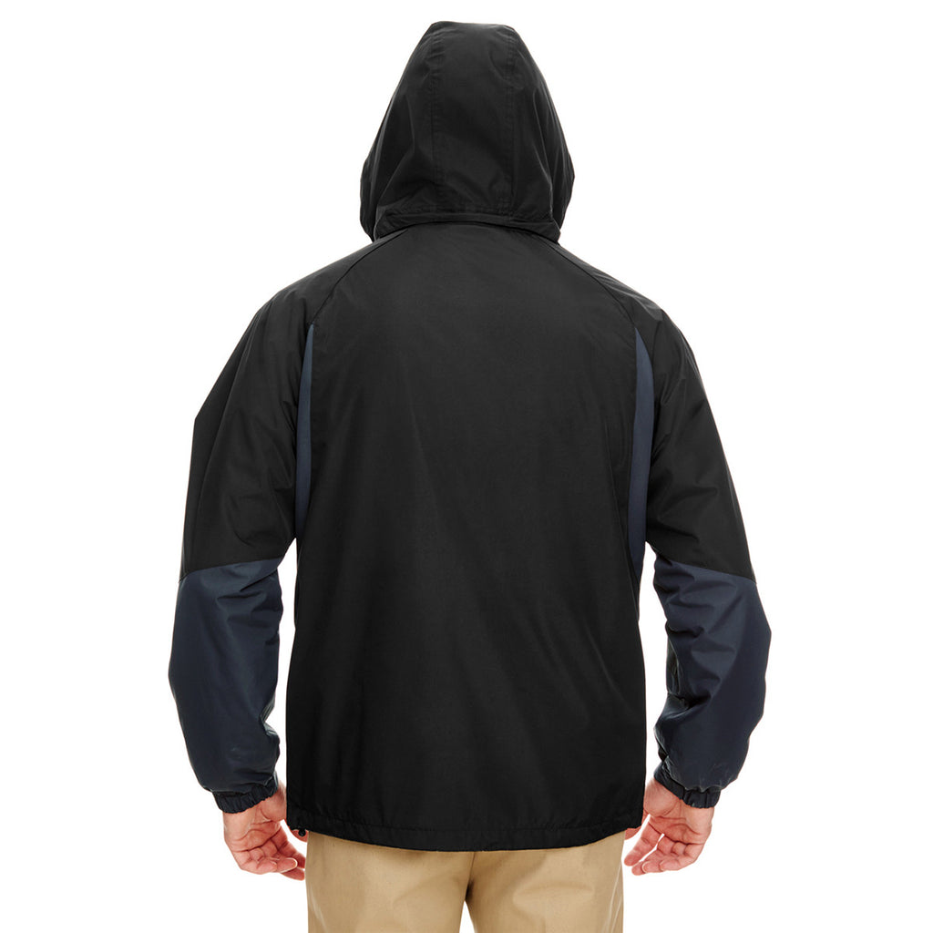 UltraClub Men's Black/Slate Colorblock 3-in-1 Systems Hooded Jacket