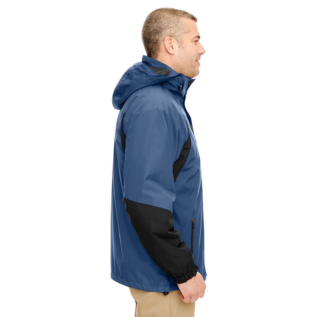 UltraClub Men's Blue/Black Colorblock 3-in-1 Systems Hooded Jacket