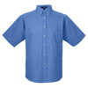 UltraClub Men's French Blue Classic Wrinkle-Resistant Short-Sleeve Oxford