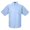 UltraClub Men's Light Blue Classic Wrinkle-Resistant Short-Sleeve Oxford