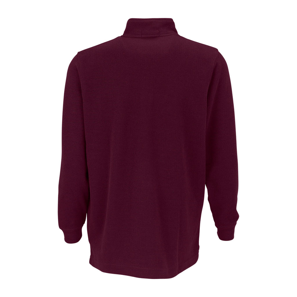 Vantage Men's Deep Maroon 1/4-Zip Flat-Back Rib Pullover