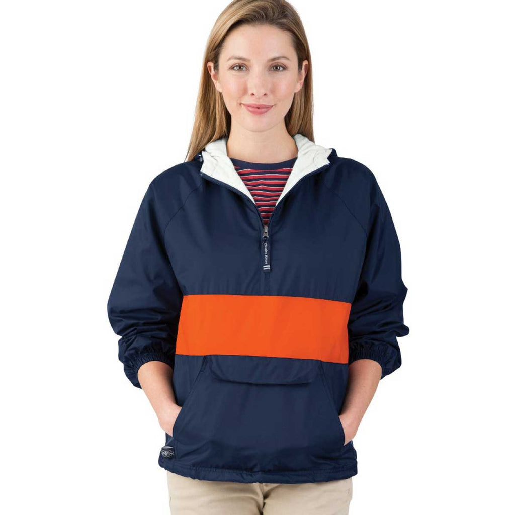 Charles River Unisex Navy/Orange Classic Charles River Striped Pullover