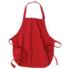Port Authority Red Medium Length Apron with Pouch Pockets