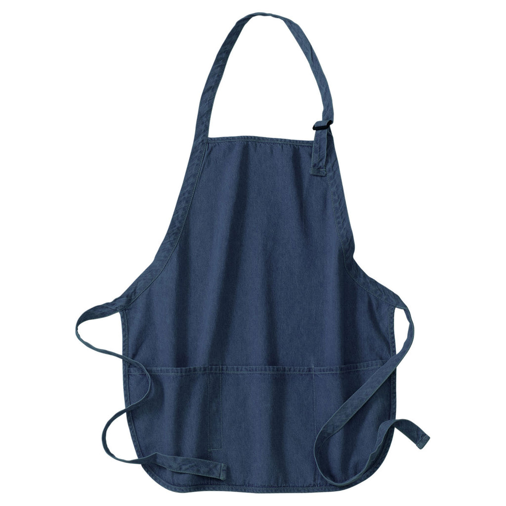 Port Authority Washed Denim Medium Length Apron with Pouch Pockets
