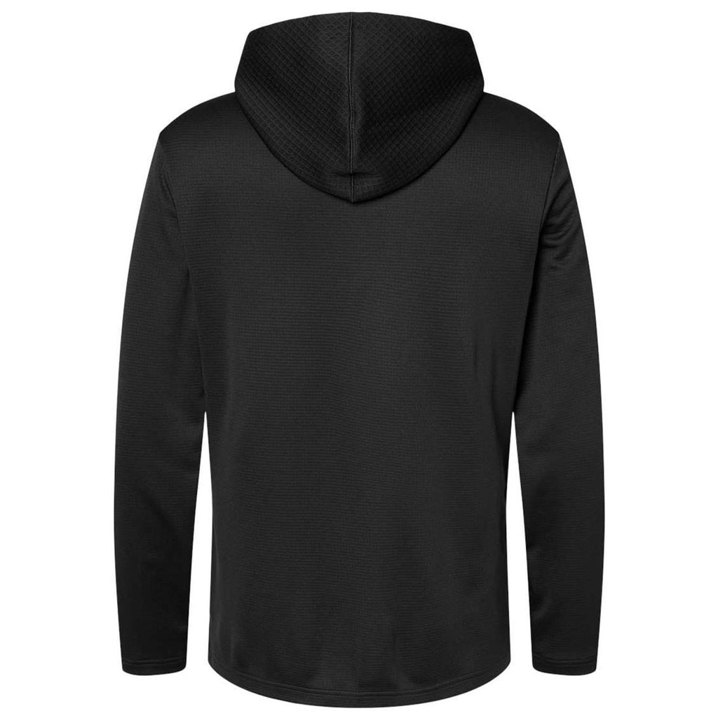 adidas Men's Black Textured Mix Media Hooded Sweatshirt