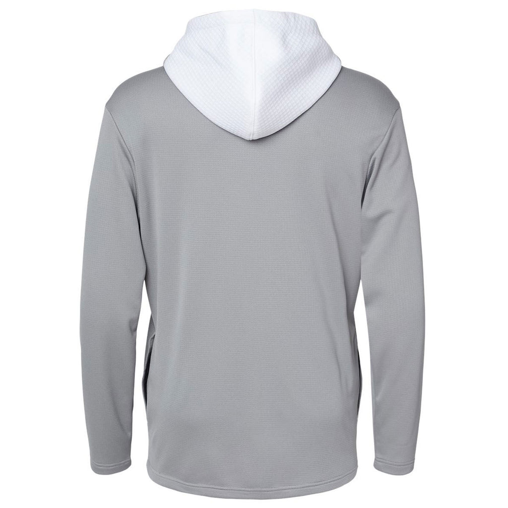 adidas Men's Grey Three Textured Mix Media Hooded Sweatshirt