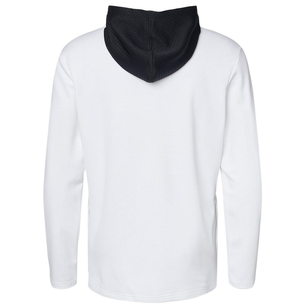 adidas Men's White Textured Mix Media Hooded Sweatshirt