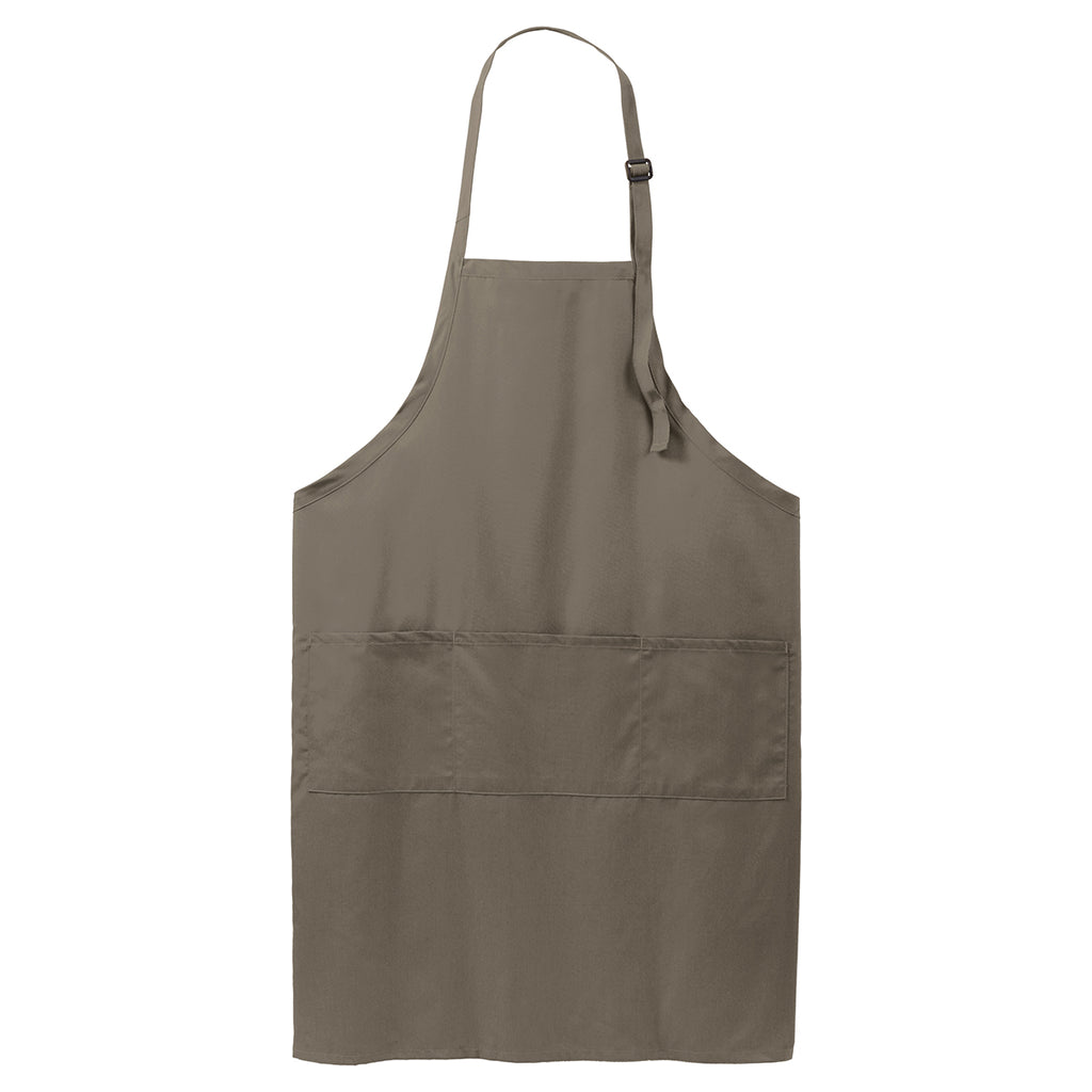 Port Authority Khaki Easy Care Extra Long Bib Apron with Stain Release