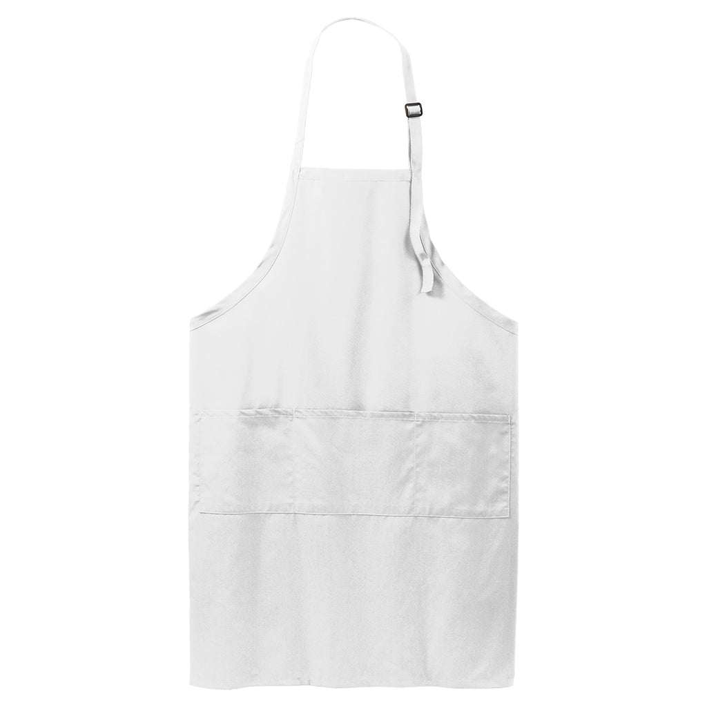 Port Authority White Easy Care Extra Long Bib Apron with Stain Release