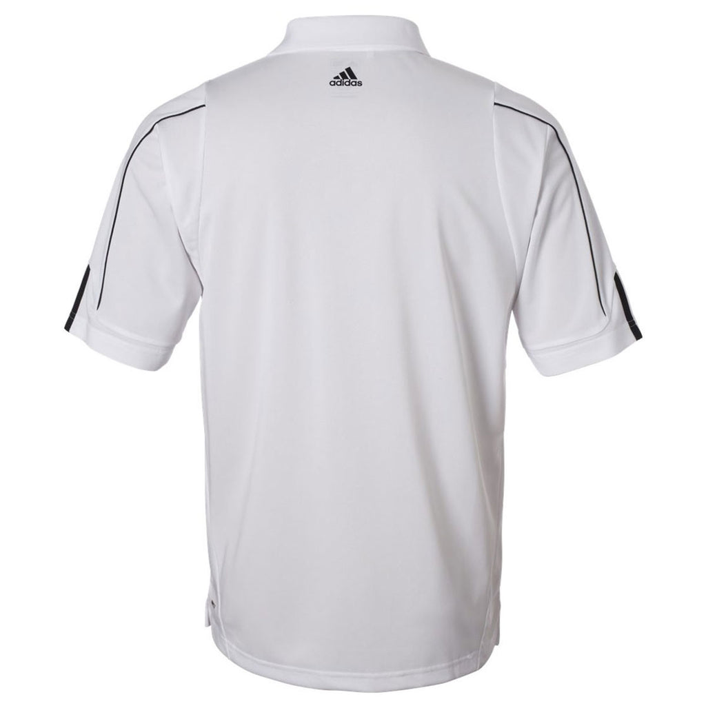 adidas Golf Men's White/Black Climalite 3-Stripes Cuff Sport Shirt