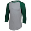 Augusta Sportswear Men's Athletic Heather/Dark Green 3/4-Sleeve Baseball Jersey