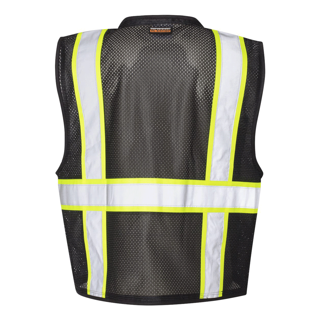 ML Kishigo Men's Black Mesh Enhanced Visibility Multi-Pocket Vest