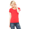 Bella + Canvas Women's Red Stretch Rib Short-Sleeve Scoop Neck T-Shirt