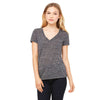Bella + Canvas Women's Charcoal Marble Jersey Short-Sleeve Deep V-Neck T-Shirt