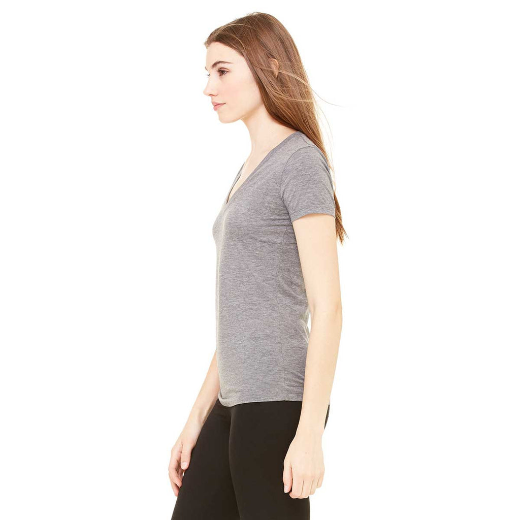 Bella + Canvas Women's Deep Heather Jersey Short-Sleeve Deep V-Neck T-Shirt