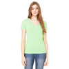 Bella + Canvas Women's Neon Green Jersey Short-Sleeve Deep V-Neck T-Shirt