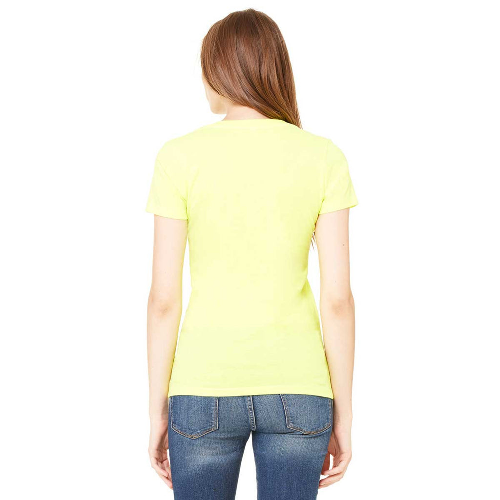 Bella + Canvas Women's Neon Yellow Jersey Short-Sleeve Deep V-Neck T-Shirt