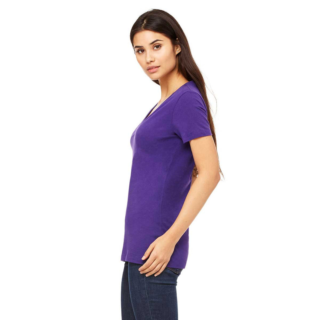 Bella + Canvas Women's Team Purple Jersey Short-Sleeve Deep V-Neck T-Shirt