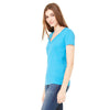 Bella + Canvas Women's Turquoise Jersey Short-Sleeve Deep V-Neck T-Shirt