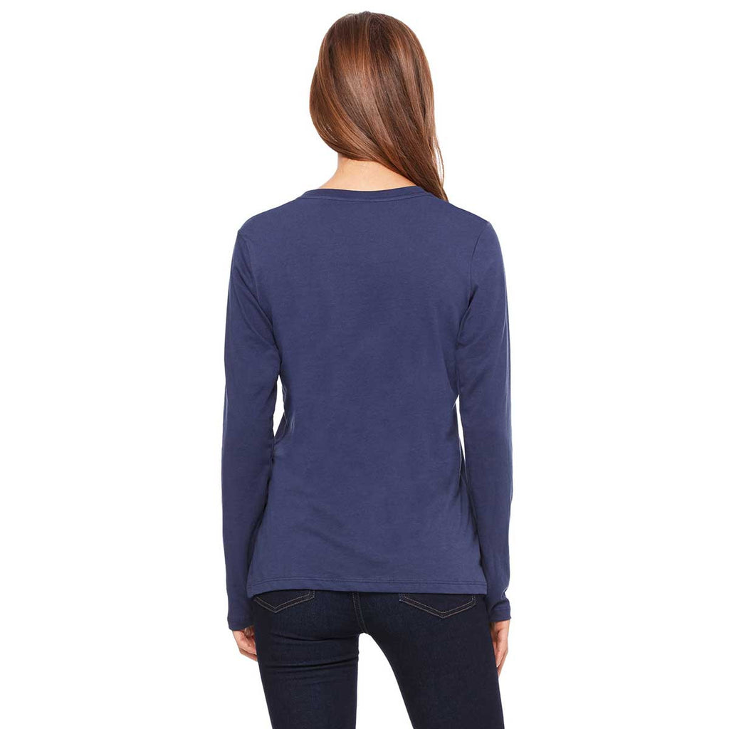 Bella + Canvas Women's Navy Jersey Long-Sleeve T-Shirt