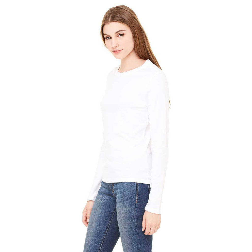 Bella + Canvas Women's White Jersey Long-Sleeve T-Shirt