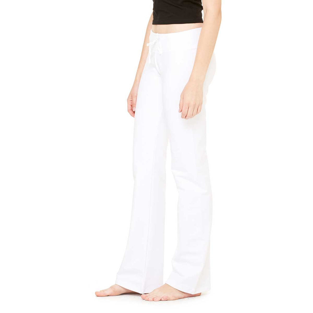 Bella + Canvas Women's White Stretch French Terry Lounge Pant