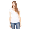 Bella + Canvas Women's White Sheer Mini Rib Short-Sleeve Scoop Neck T-Shirt