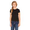 Bella + Canvas Girl's Black Stretch Rib Short-Sleeve T-Shirt