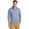 Brooks Brothers Men's Aegean Blue Heather Mid-Layer Stretch Half Zip