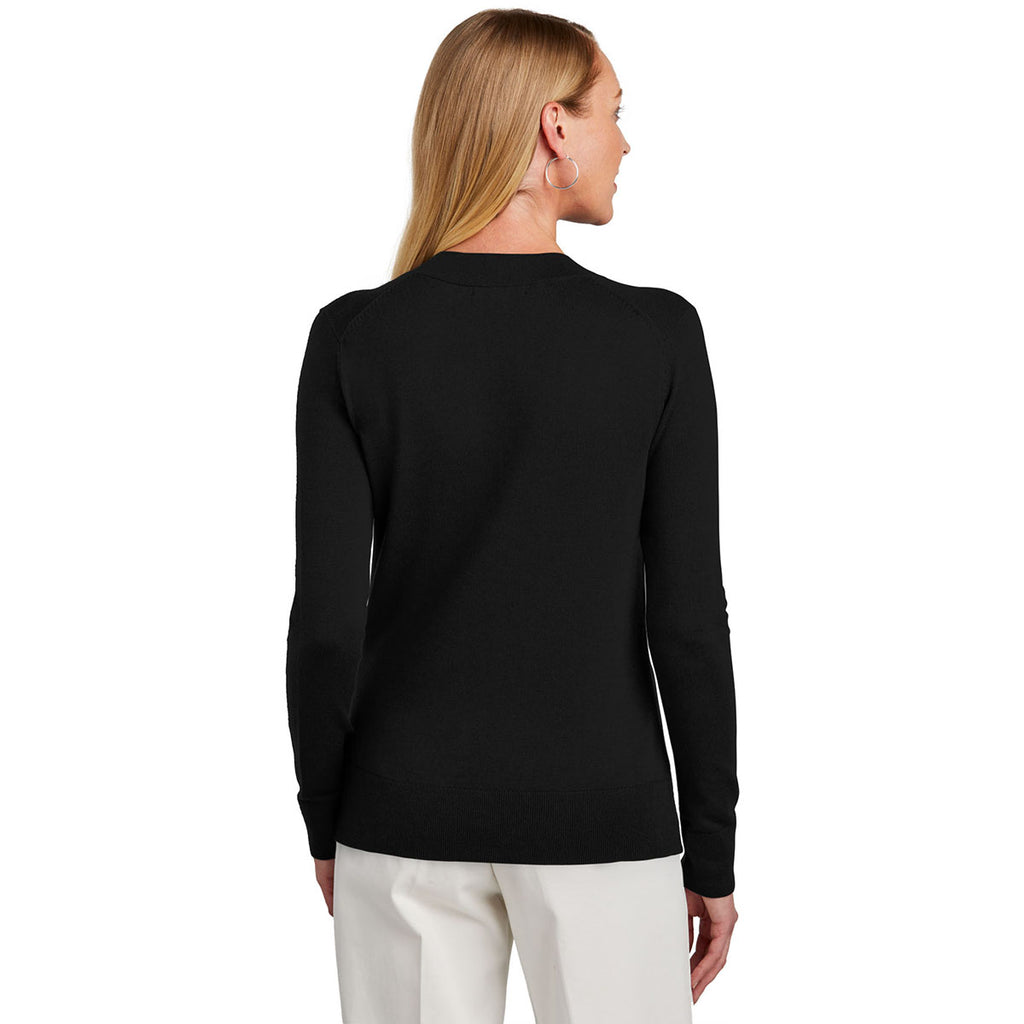 Brooks Brothers Women's Deep Black Cotton Stretch V-Neck Sweater