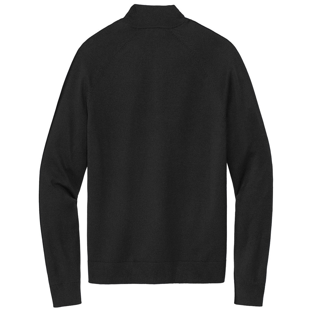 Brooks Brothers Men's Deep Black Cotton Stretch Quarter Zip Sweater