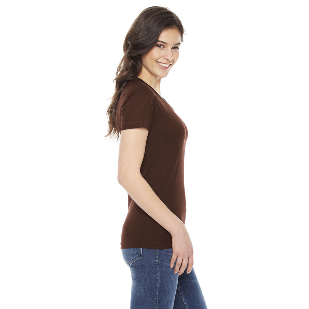 American Apparel Women's Brown Poly-Cotton Short Sleeve Crewneck T-Shirt