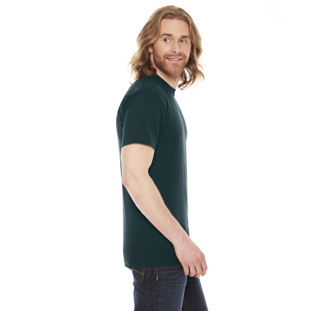 American Apparel Unisex Black Aqua Poly-Cotton Short Sleeve Crewneck T-Shirt